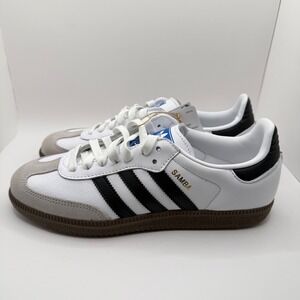 Adidas Unisex Sambas OG White Black Sneakers- Size M6.5 W7.5